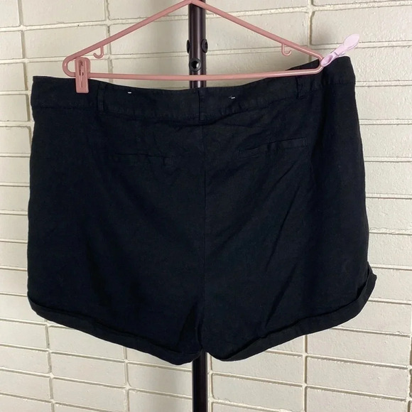 Black Linen summer capsule beach pull on outdoor vacation holiday shorts size 20 - Picture 16 of 16